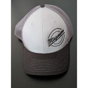 Magnum Script Logo Trucker Hat Gray black OSFM Richardson Snapback
